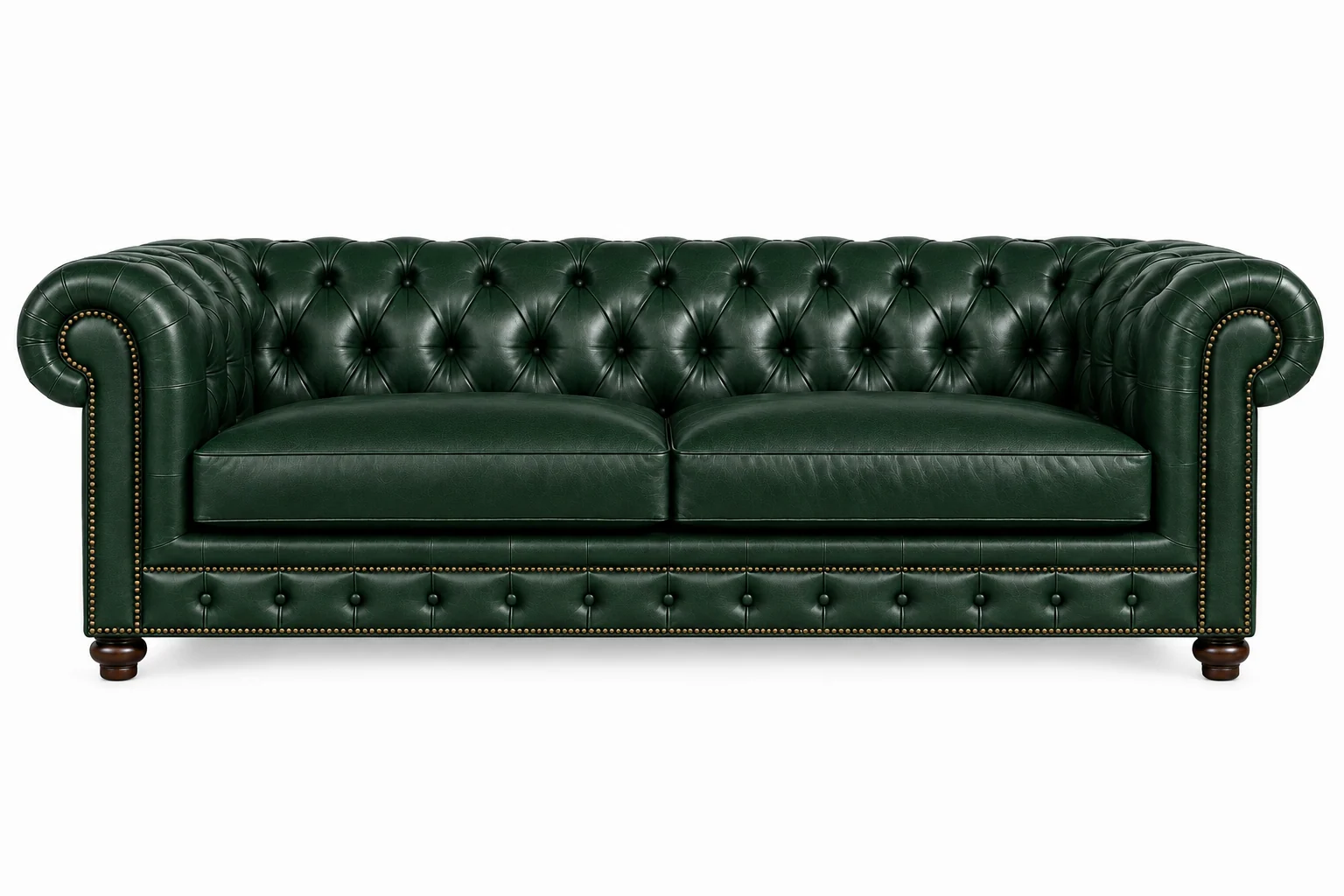 Classic Chesterfield sofa in Green leather
