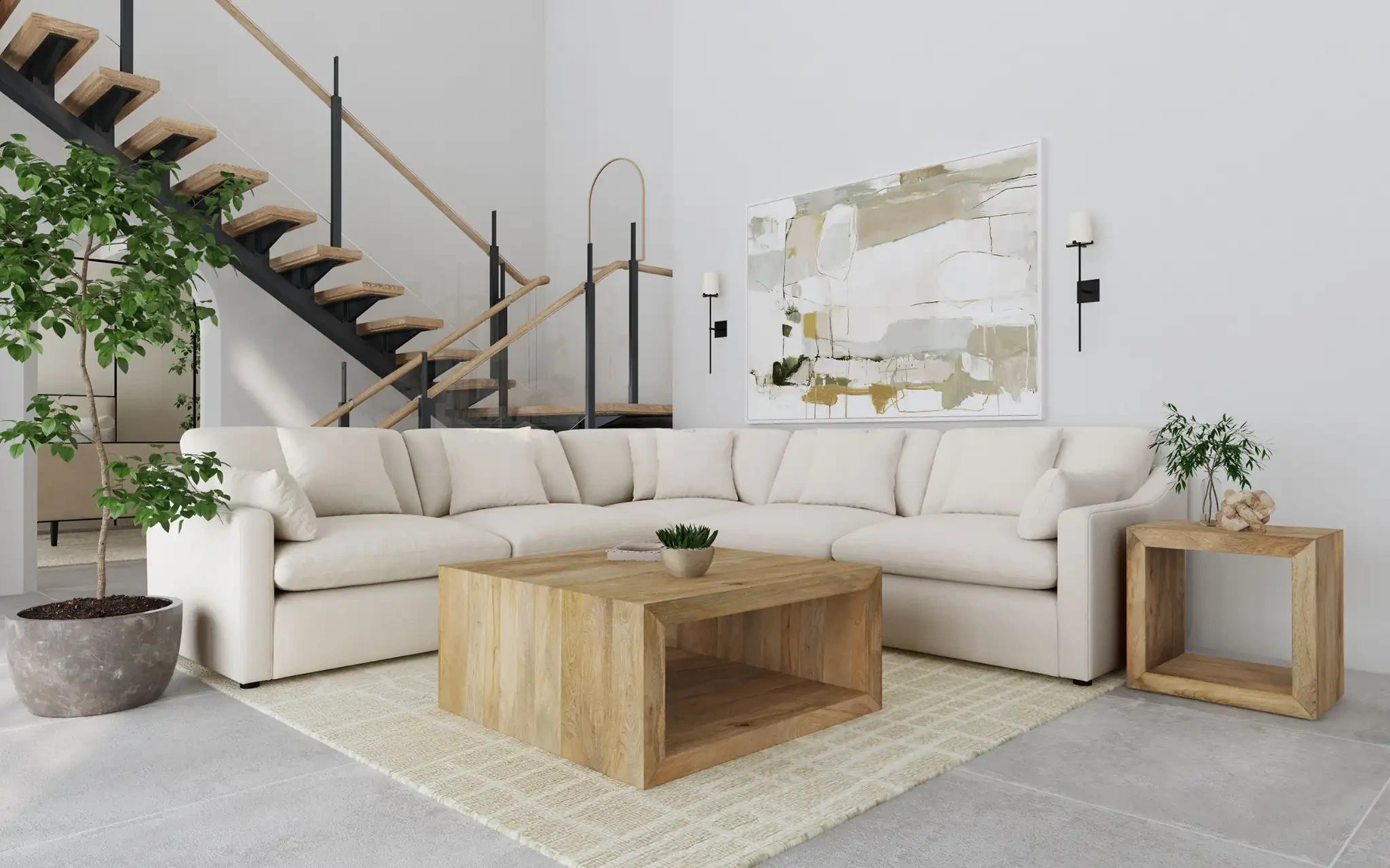 Los Angeles living room with cloud couch style modular sectional, Studio Rowan Interiors feature