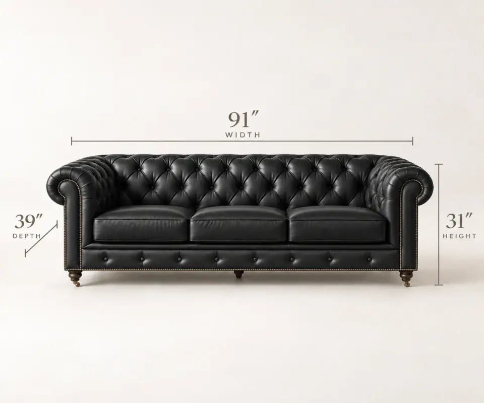 Chesterfield Sofa Black dimensions