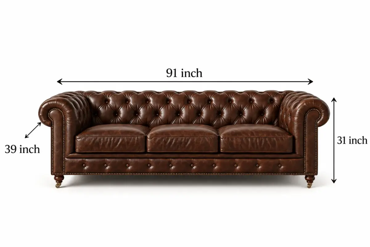 Chesterfield Sofa Brown dimensions