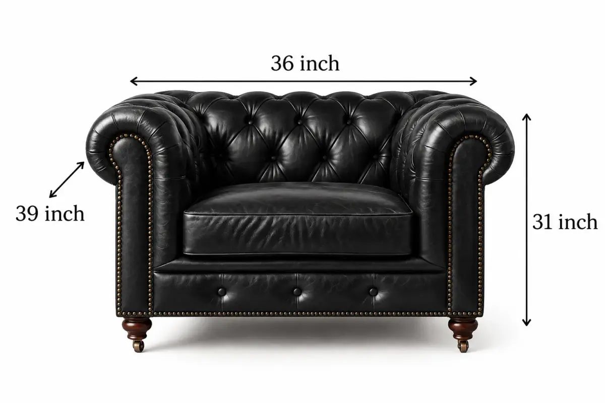Chesterfield Sofa Chair Black dimensions
