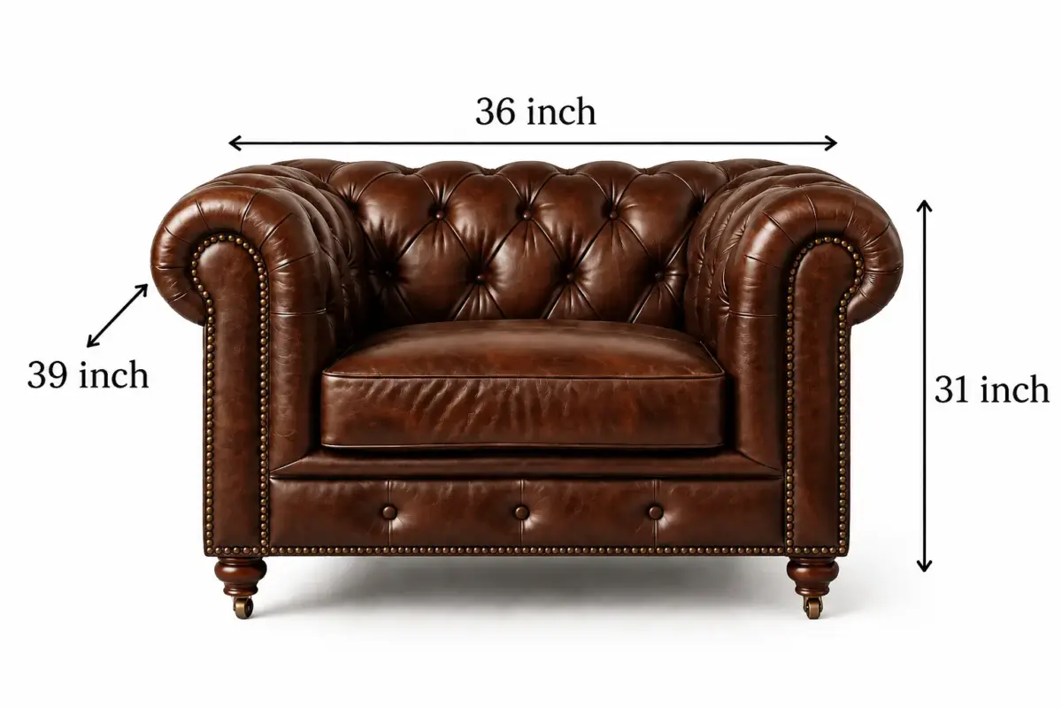 Chesterfield Sofa Chair Brown dimensions