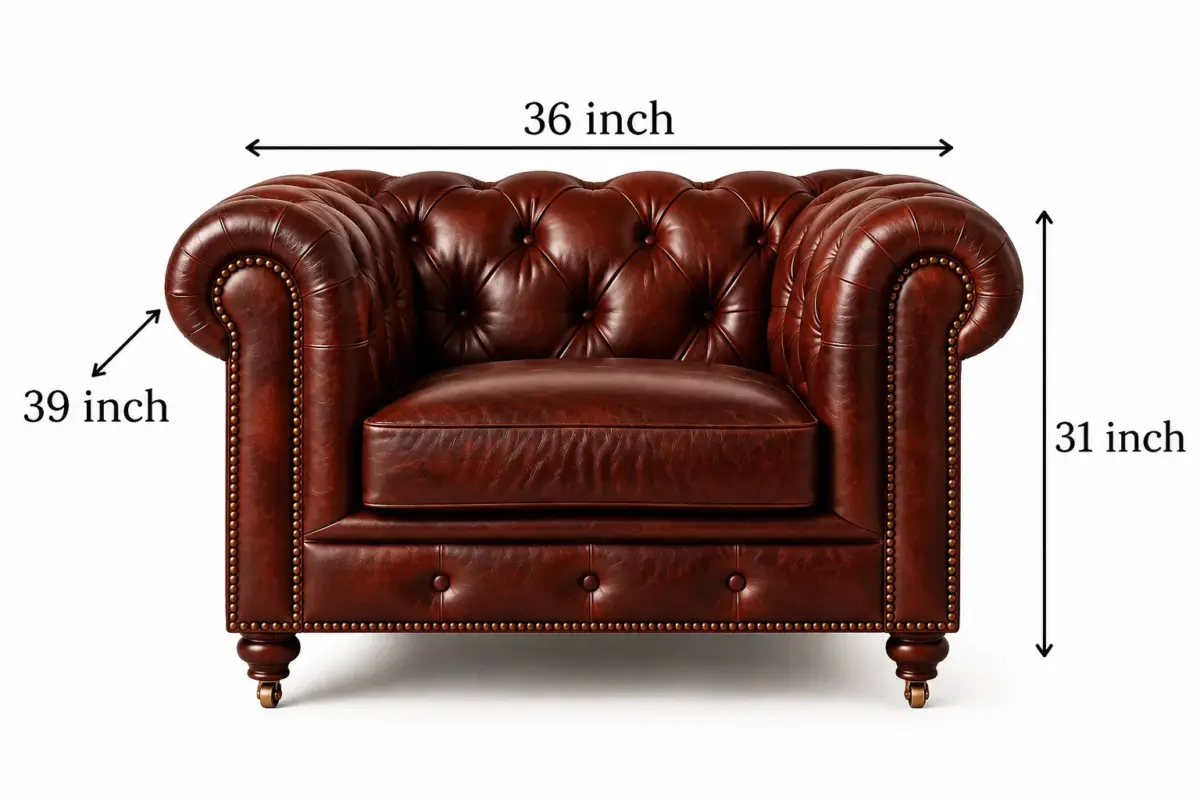 Chesterfield Sofa Chair Purple dimensions