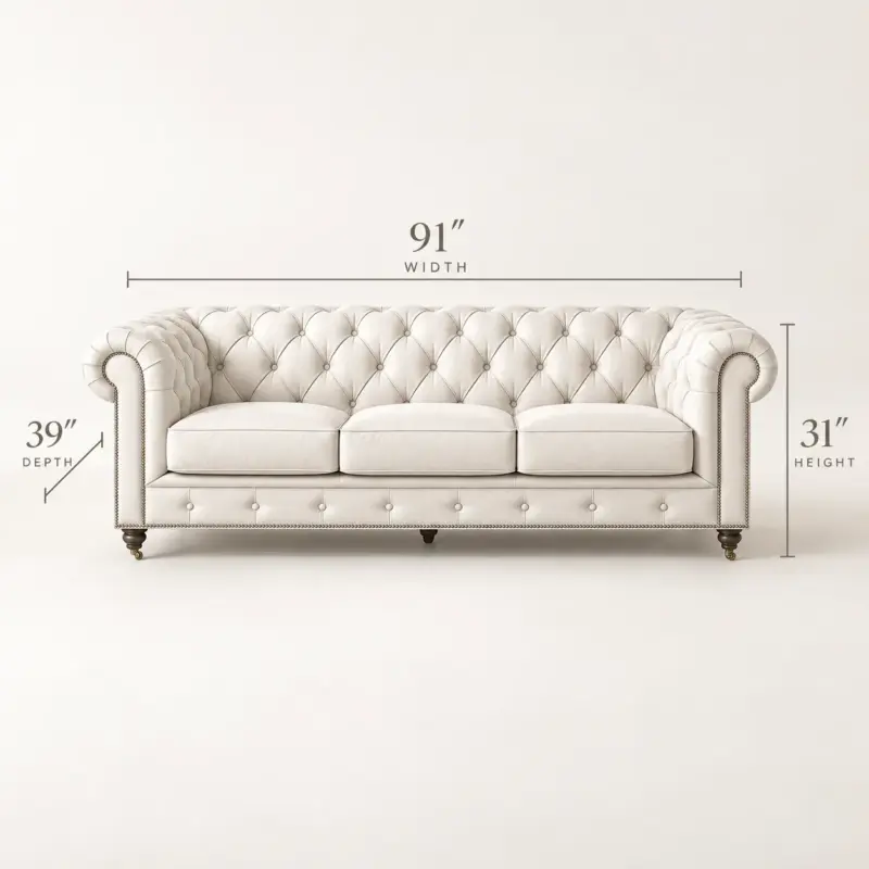 Chesterfield Sofa White dimensions