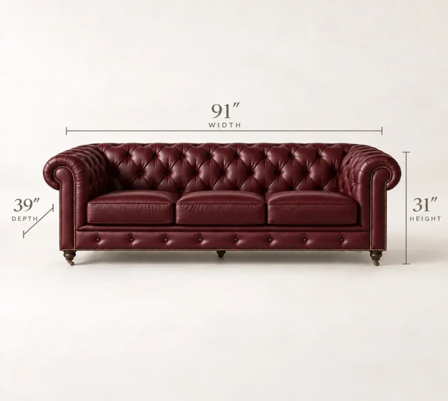 Chesterfield Sofa Green dimensions