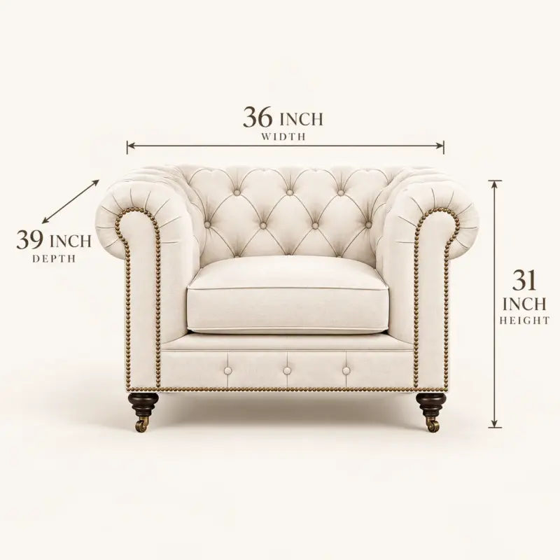 Chesterfield Sofa Chair White dimensions