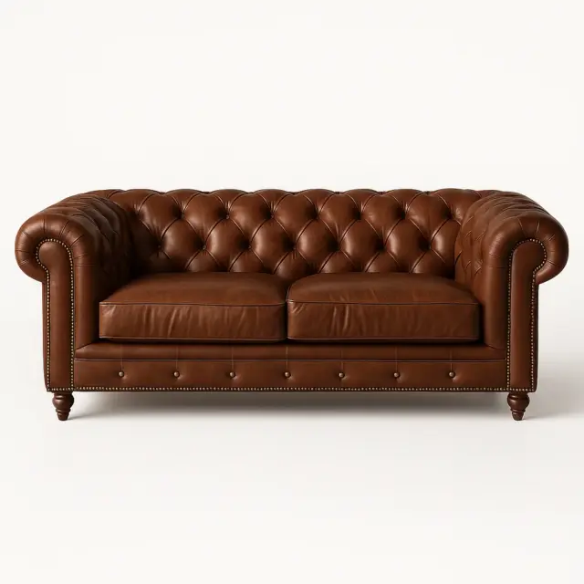 Chesterfield Sofa Loveseat Brown