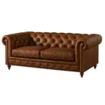 Chesterfield Sofa Loveseat Brown — view 2