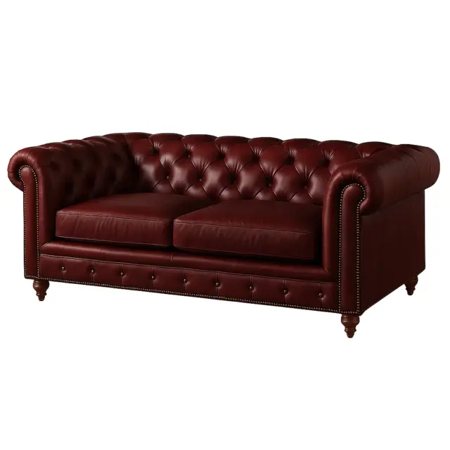 Chesterfield Sofa Loveseat Burgundy Loveseat Sofas / Sectionals