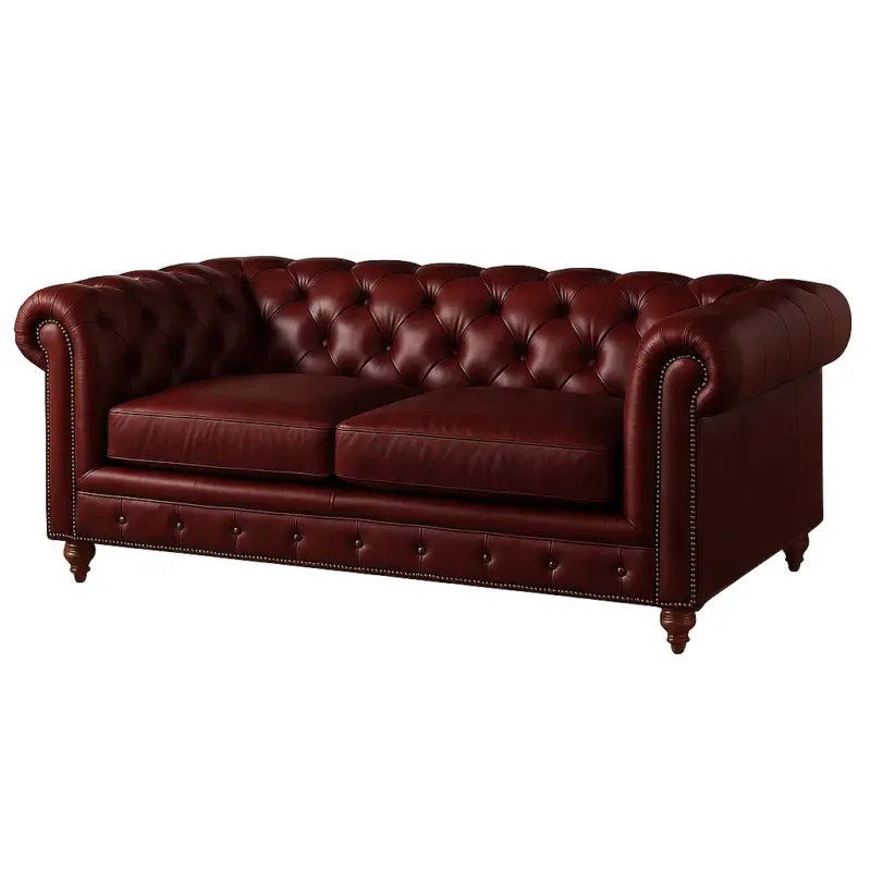 Chesterfield Sofa Loveseat Burgundy
