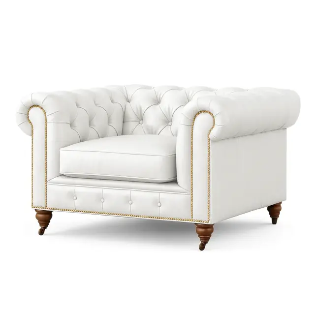 Chesterfield Sofa Loveseat White — view 6