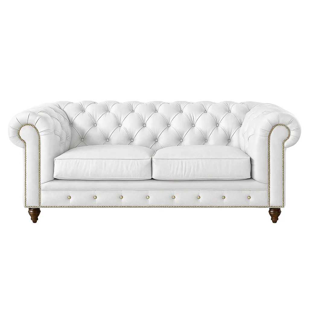 Chesterfield Sofa Loveseat White — view 3