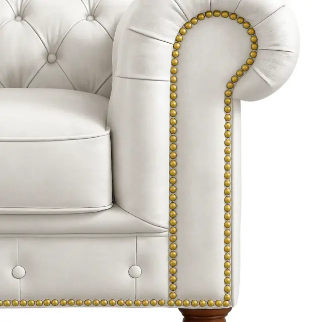 Chesterfield Sofa Loveseat White — view 2