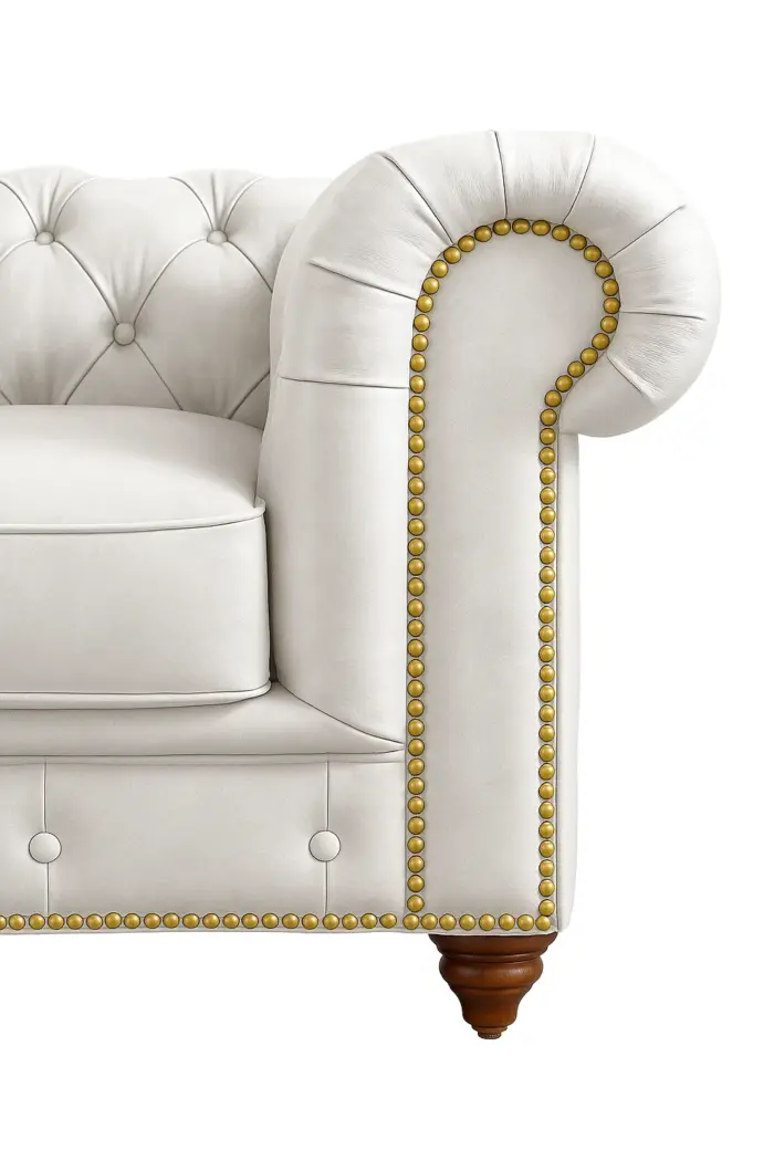 Chesterfield Sofa Loveseat White — view 2