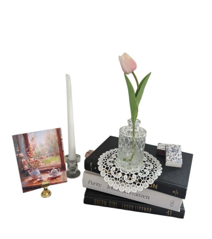 Eclectic Vintage Decor Lot – Cottagecore Vignette Set with Vase & Paper Ephemera