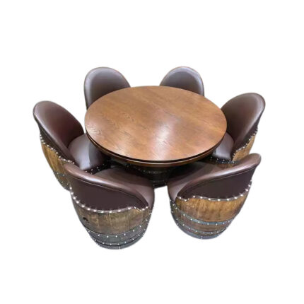 Multi-Purpose Wine Barrel Table Set – Dining & Poker Table Combo