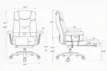 Dimension diagram for big and tall office chair in inches