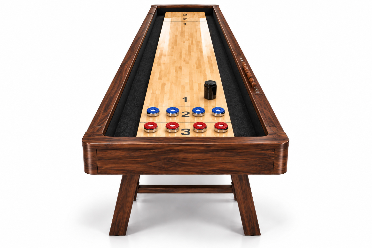 Dark walnut custom shuffleboard table