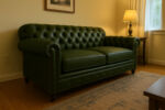 Military green leather Chesterfield