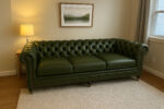 Military green leather Chesterfield