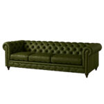 Military green leather Chesterfield