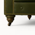Military green leather Chesterfield