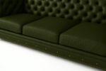 Military green leather Chesterfield