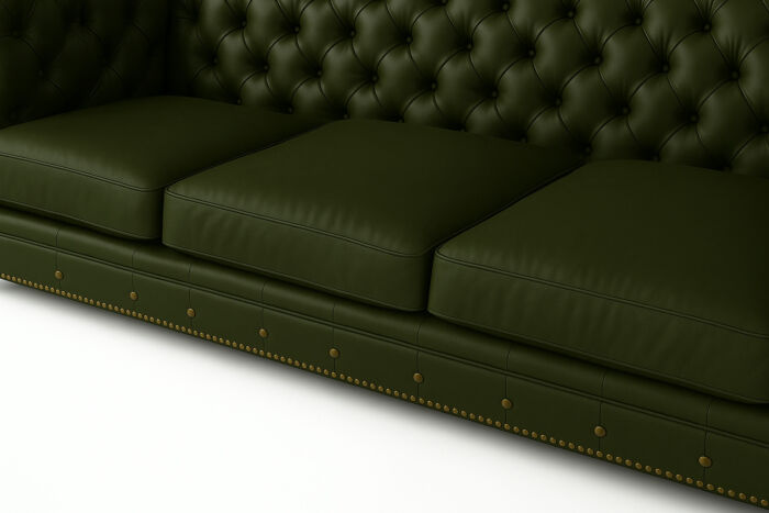 Military green leather Chesterfield