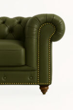 Military green leather Chesterfield