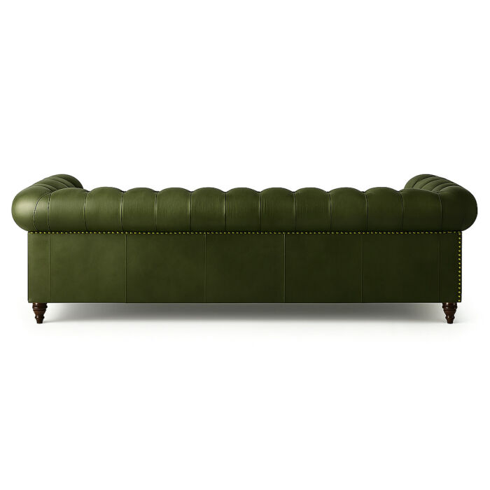 Military green leather Chesterfield
