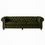 Military green leather Chesterfield