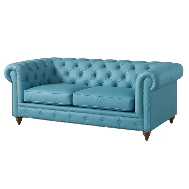 Chesterfield Sofa Loveseat Sky Blue