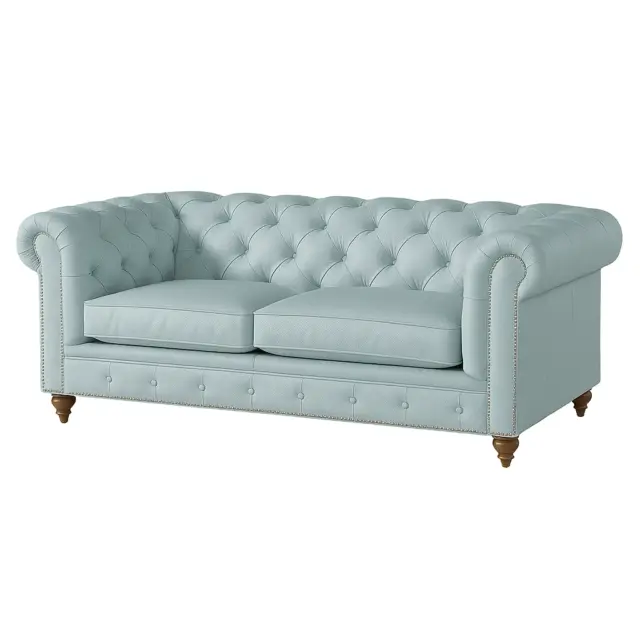 Chesterfield Sofa Loveseat Light Ice Blue