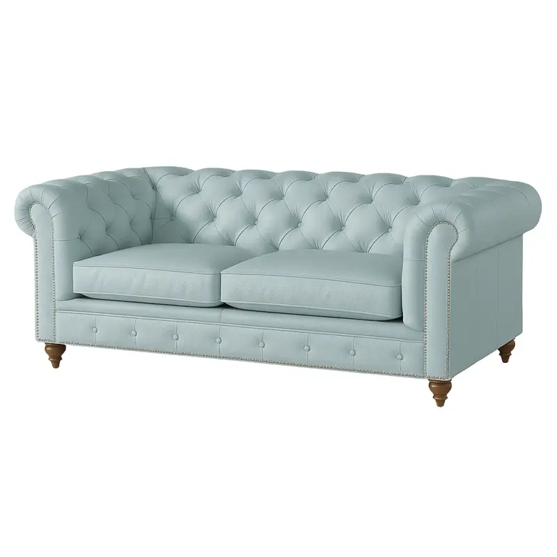 Chesterfield Sofa Loveseat Light Ice Blue