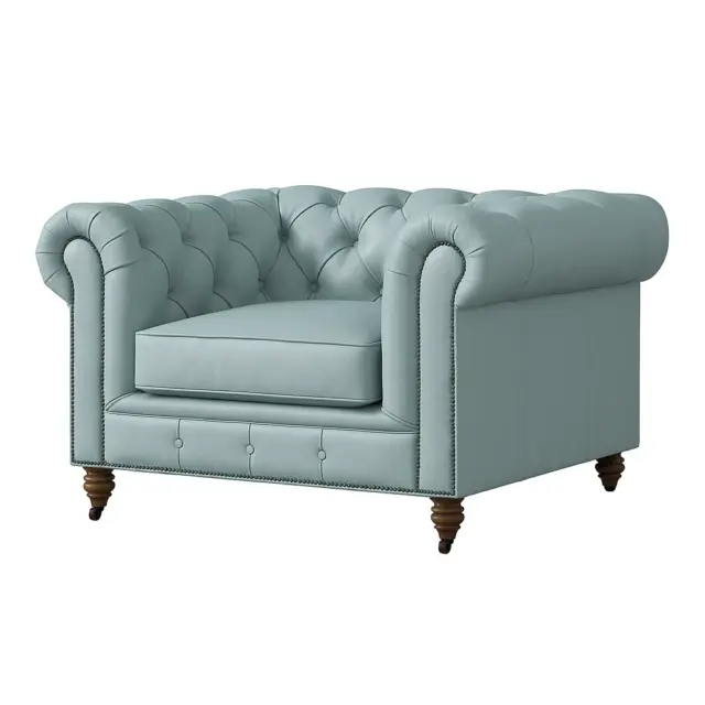 Chesterfield Sofa Chair Light Ice Blue