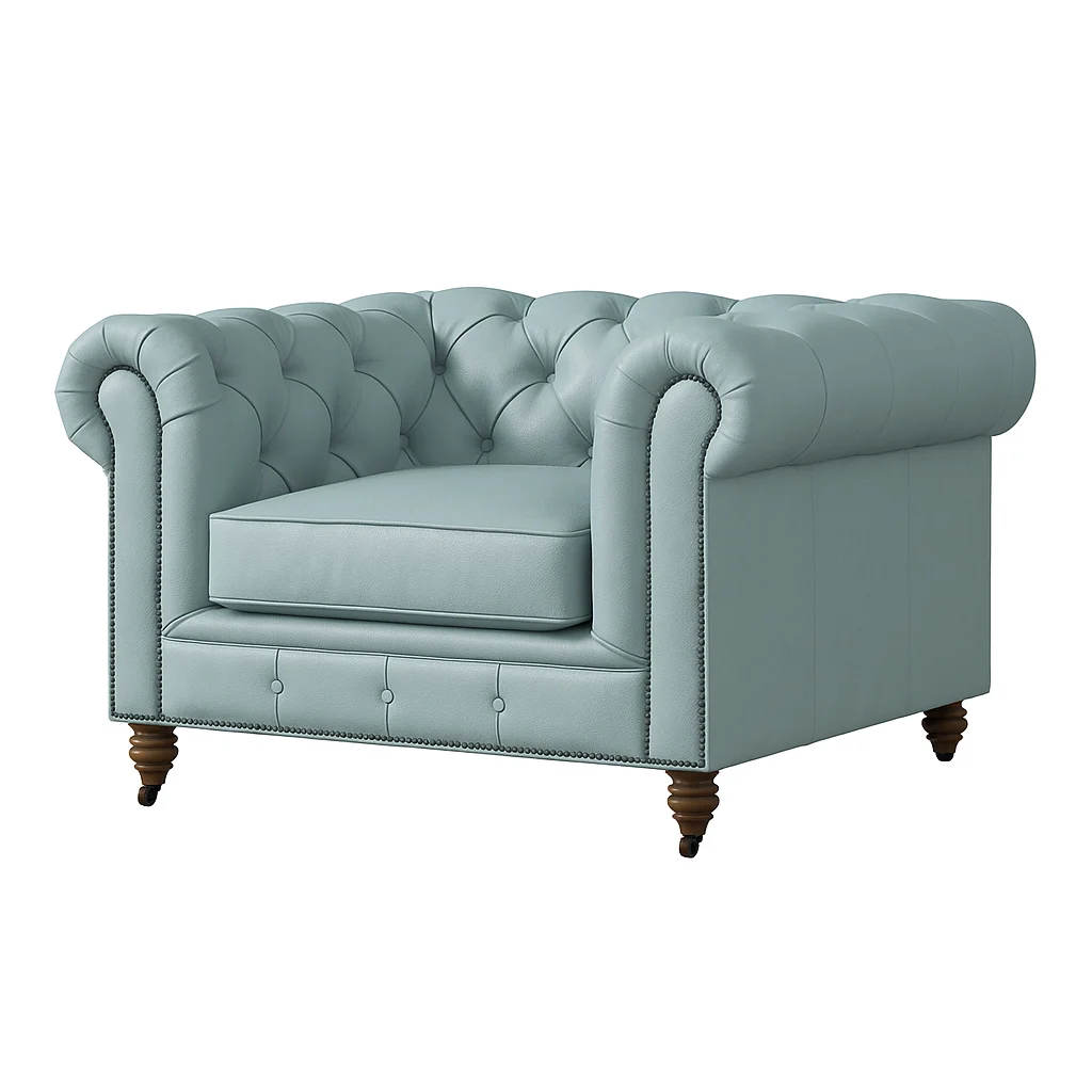 Chesterfield Sofa Chair Light Ice Blue