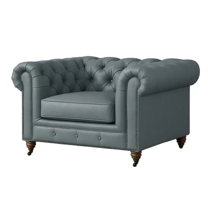 Chesterfield Sofa Chair Ice Blue Gray