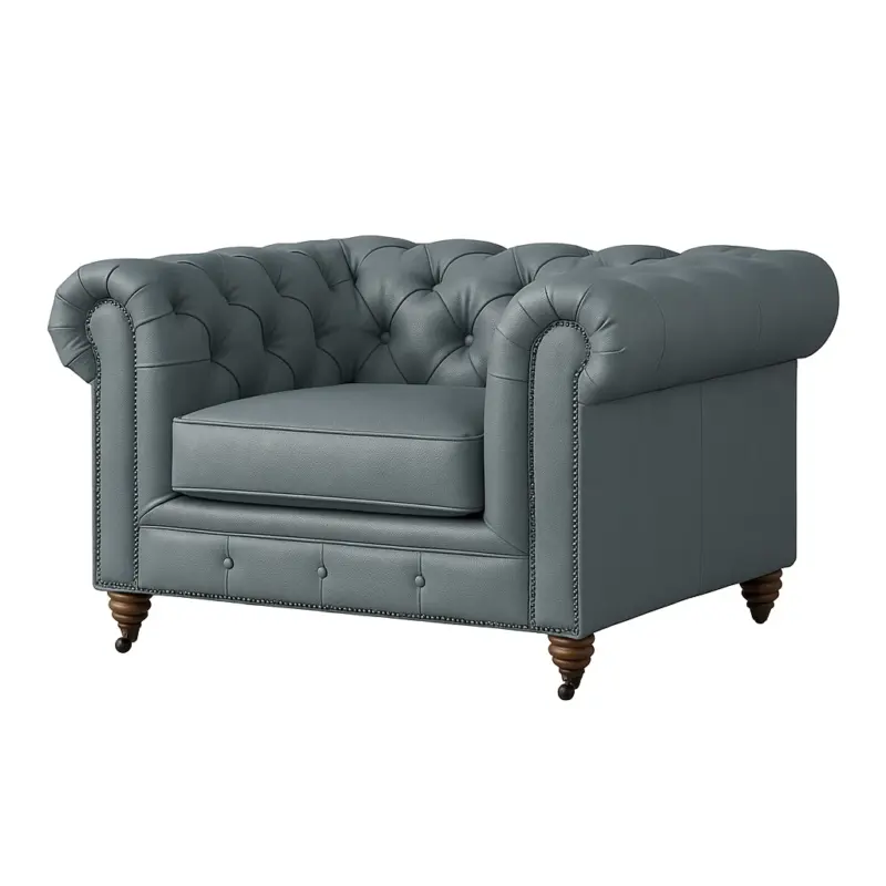 Chesterfield Sofa Chair Ice Blue Gray