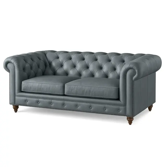 Chesterfield Sofa Loveseat Ice Blue Gray