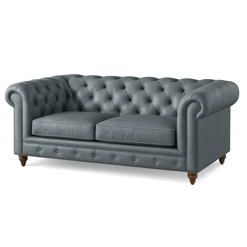 Chesterfield Sofa Loveseat Ice Blue Gray