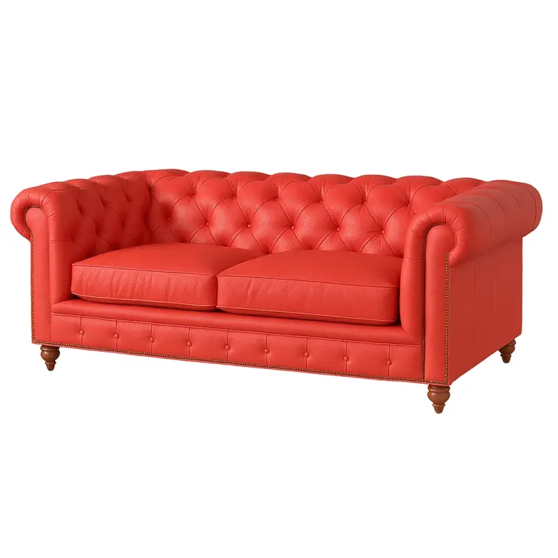 Chesterfield Sofa Loveseat Coral Red