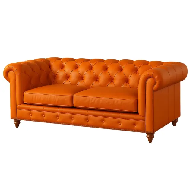 Chesterfield Sofa Loveseat Orange