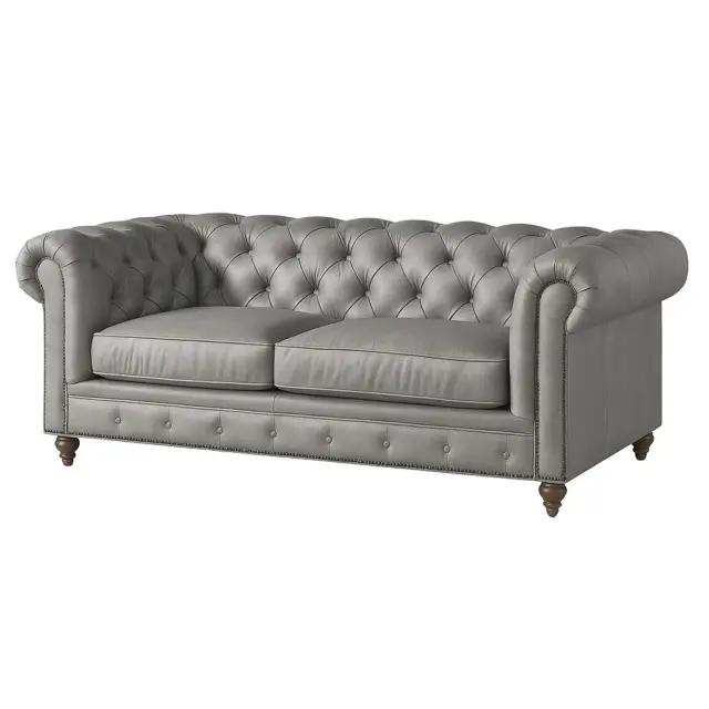 Chesterfield Sofa Loveseat Silver Gray