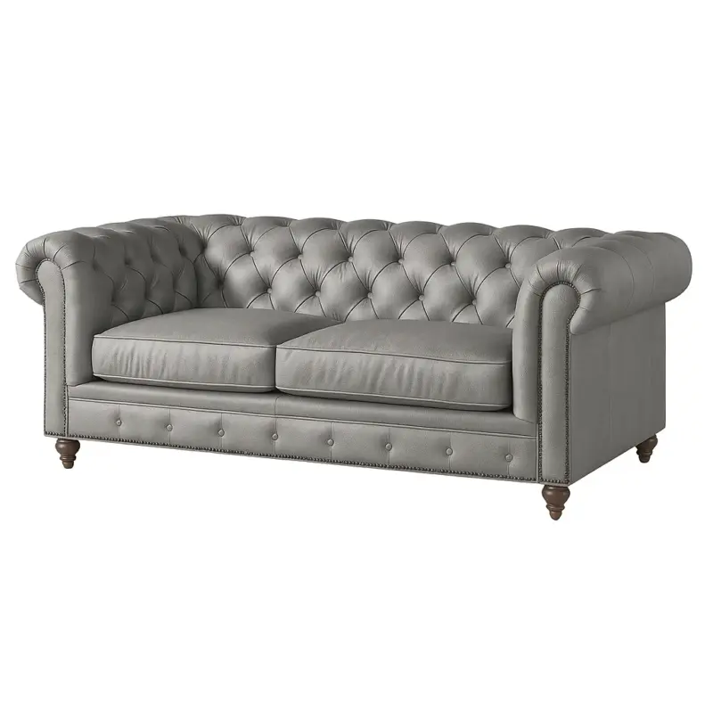Chesterfield Sofa Loveseat Silver Gray