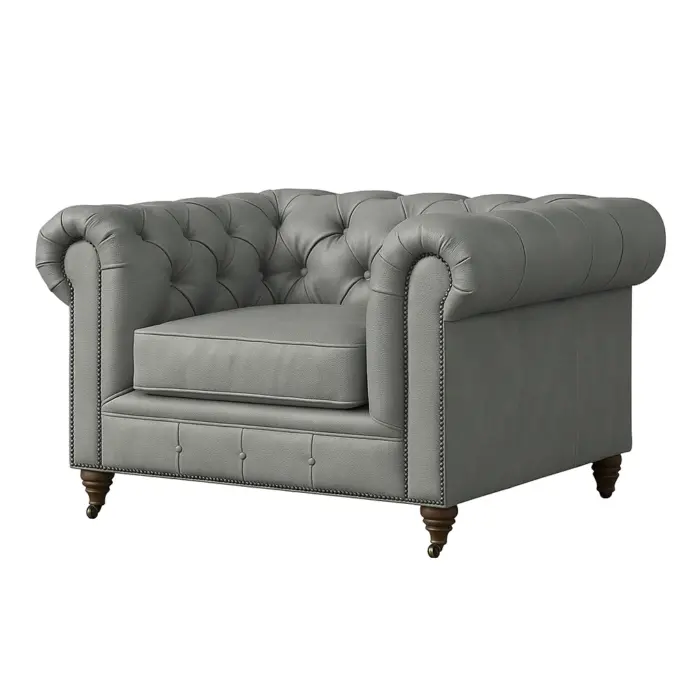 Chesterfield Sofa Chair Silver Gray