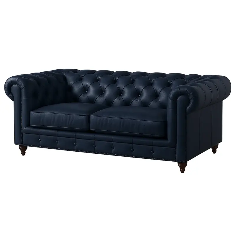 Chesterfield Sofa Loveseat Navy Blue