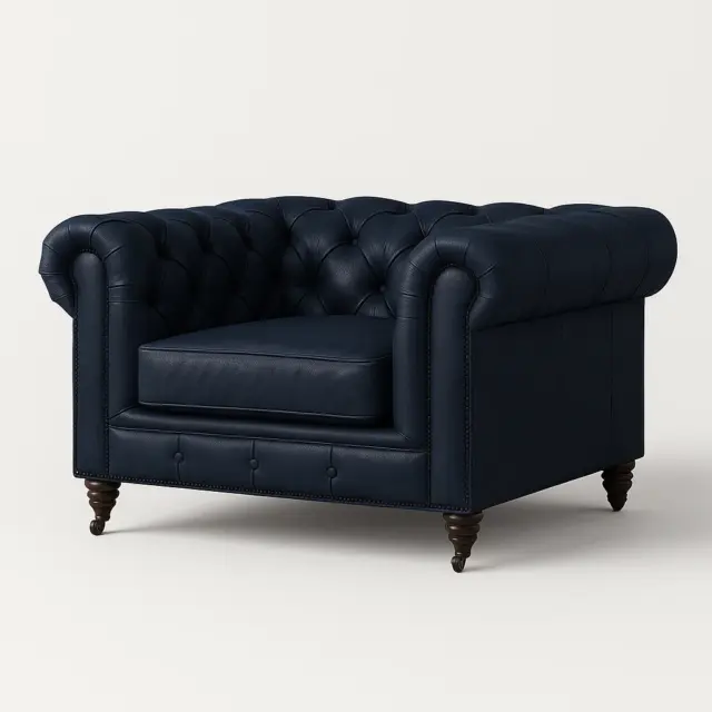 Chesterfield Sofa Chair Navy Blue