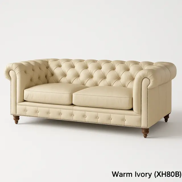 Chesterfield Sofa Loveseat Warm Ivory