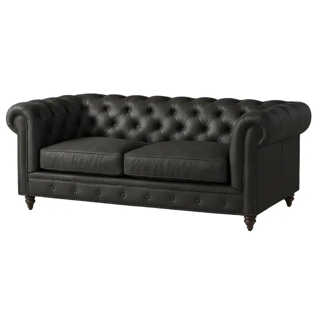 Chesterfield Sofa Loveseat Charcoal Gray