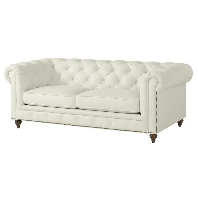 Chesterfield Sofa Loveseat Pearl White